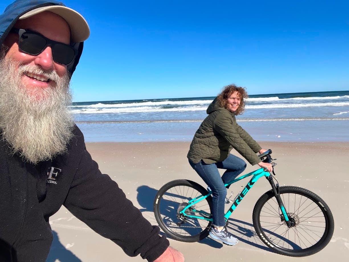 James biking